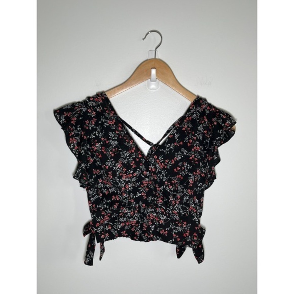 Womens Babydoll Top Whimsigoth Dark Fairy Witchy Goth Floral Flowy Black Small